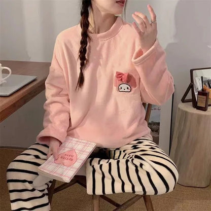 Hello Kitty Autumn Winter Pajamas | Thick Couples Nightwear Sets - Cake Pops Parties