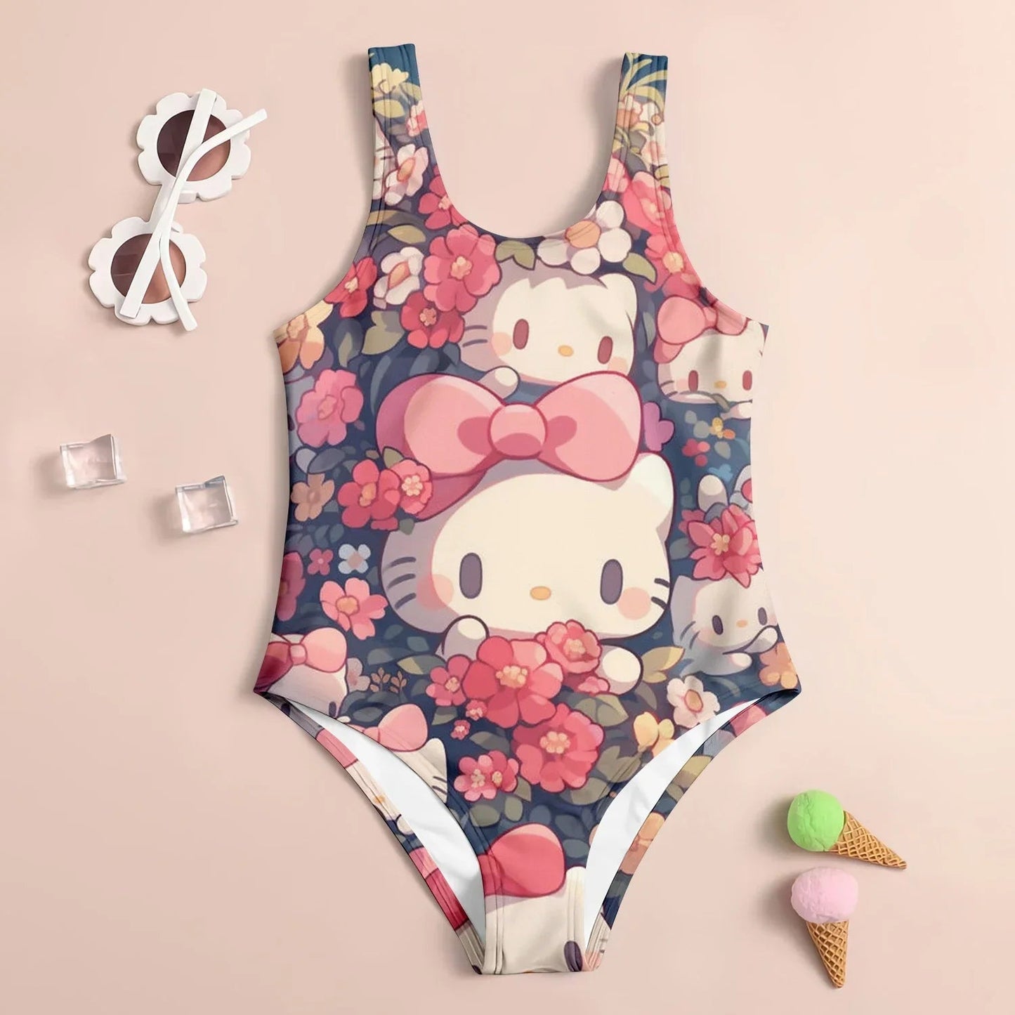 Hello Kitty Bathing Suit Girls 3D Printed Summer Beach Skirt Swimwear - Cake Pops Parties