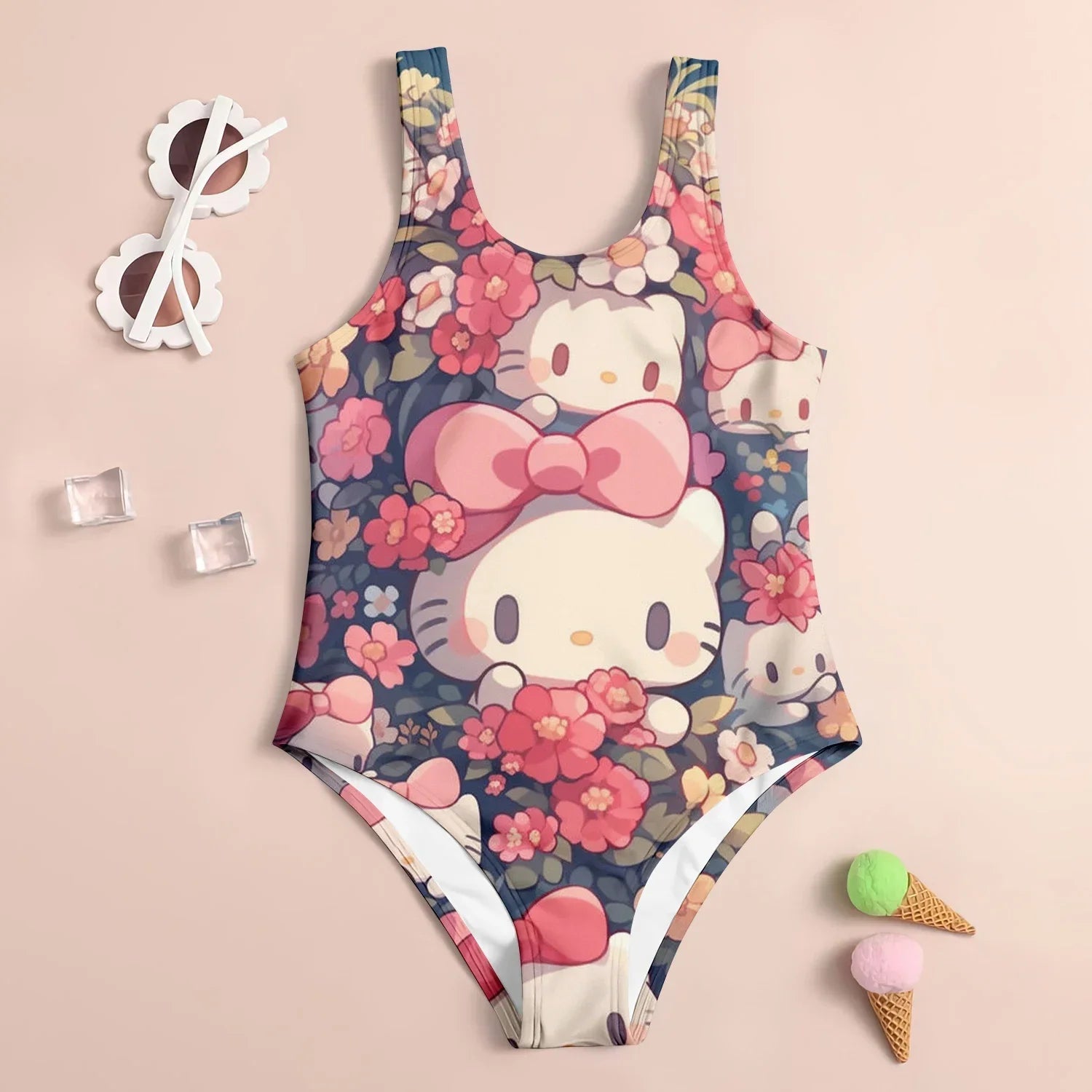 Hello Kitty Bathing Suit Girls 3D Printed Summer Beach Skirt Swimwear - Cake Pops Parties