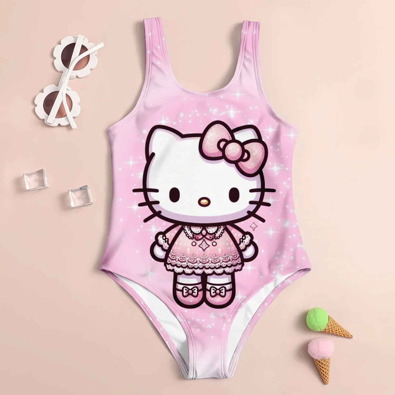 Hello Kitty Bathing Suit Girls 3D Printed Summer Beach Skirt Swimwear - Cake Pops Parties