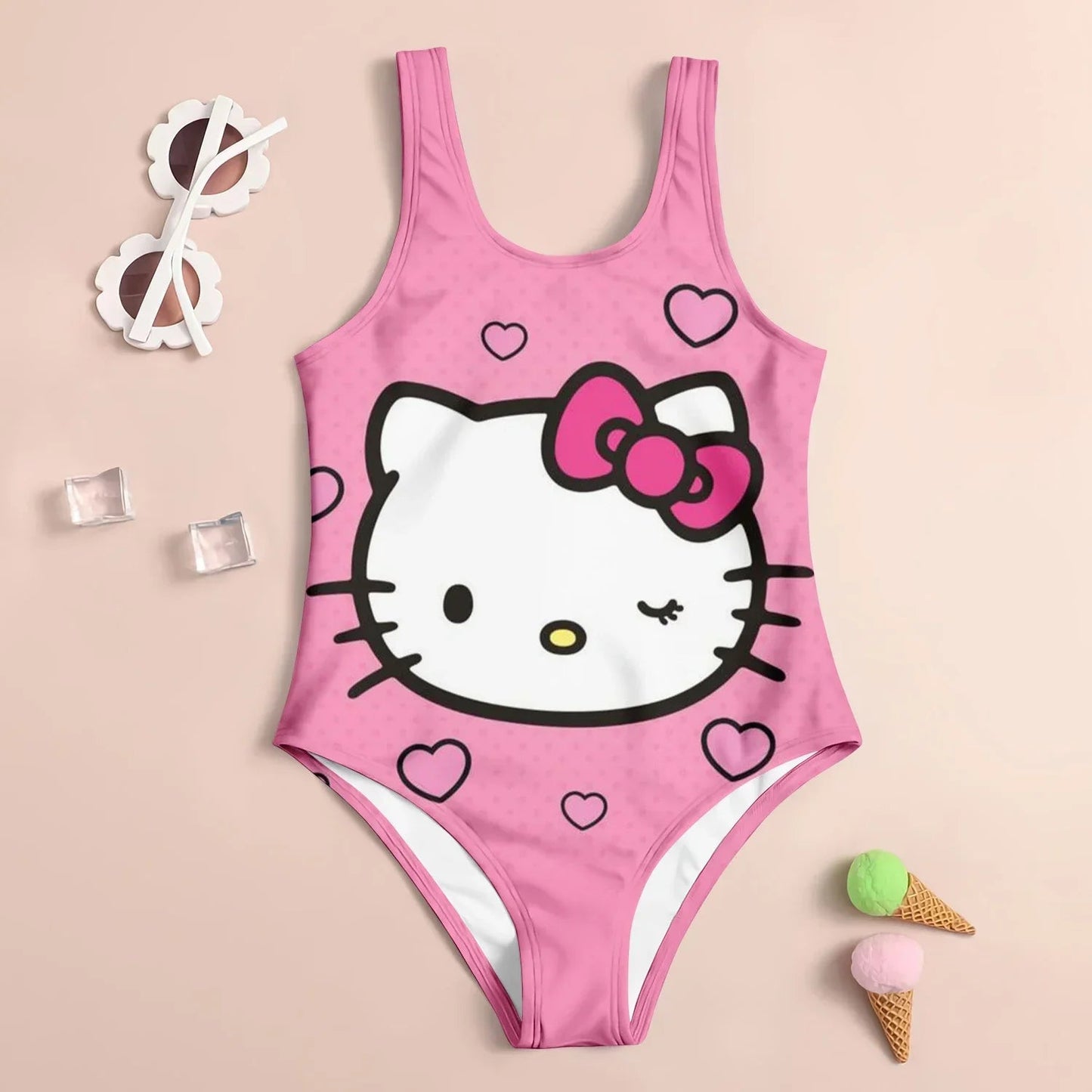 Hello Kitty Bathing Suit Girls 3D Printed Summer Beach Skirt Swimwear - Cake Pops Parties