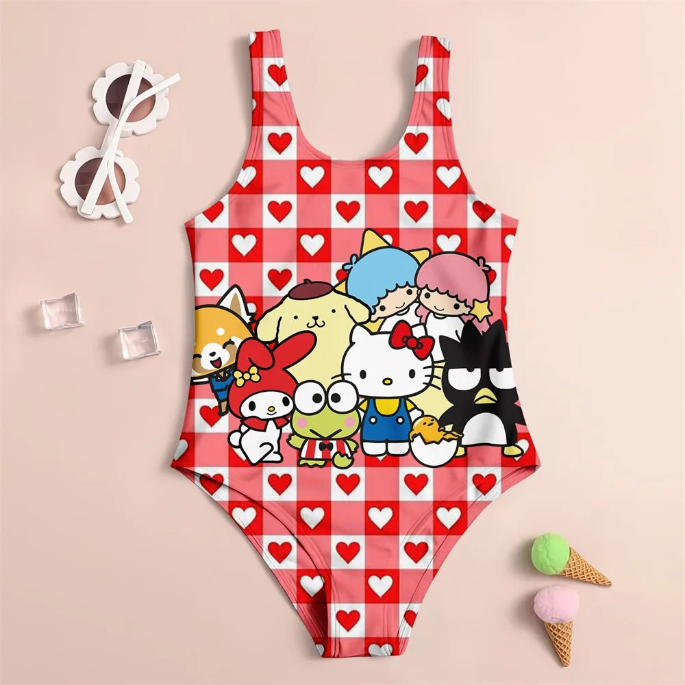 Hello Kitty Bathing Suit Girls One - Piece Summer Beach Swimwear - Cake Pops Parties