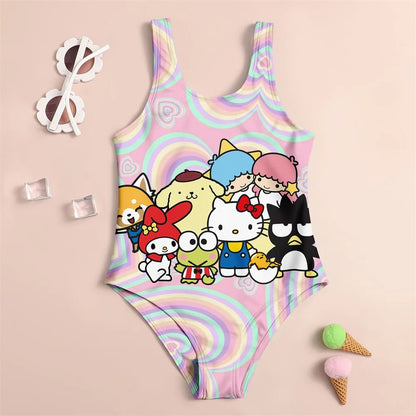Hello Kitty Bathing Suit Girls One - Piece Summer Beach Swimwear - Cake Pops Parties