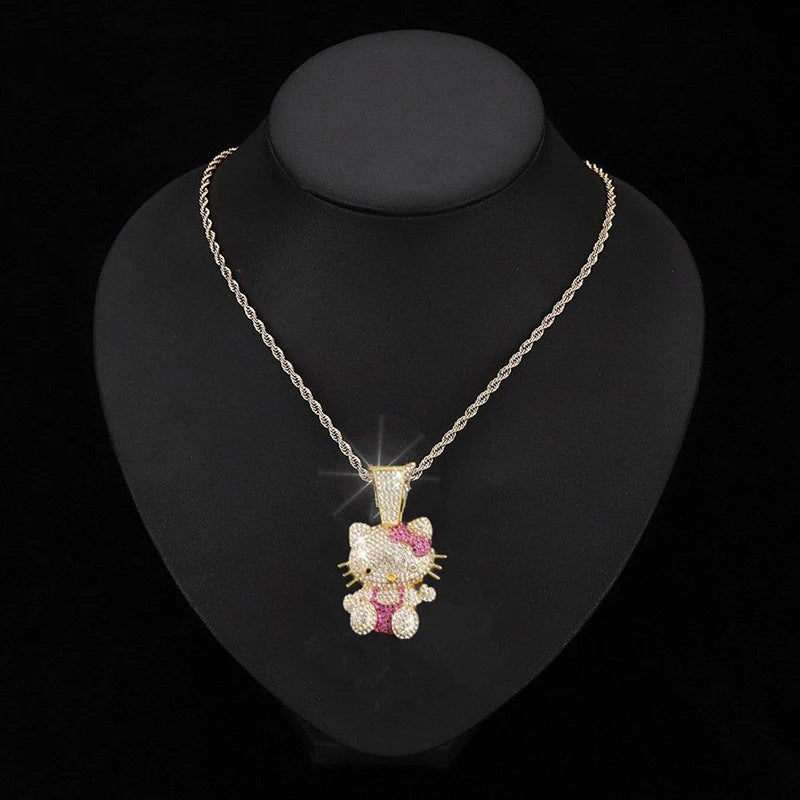 Hello Kitty Bling Choker Full Diamond Trendy Rap Style Present - Cake Pops Parties