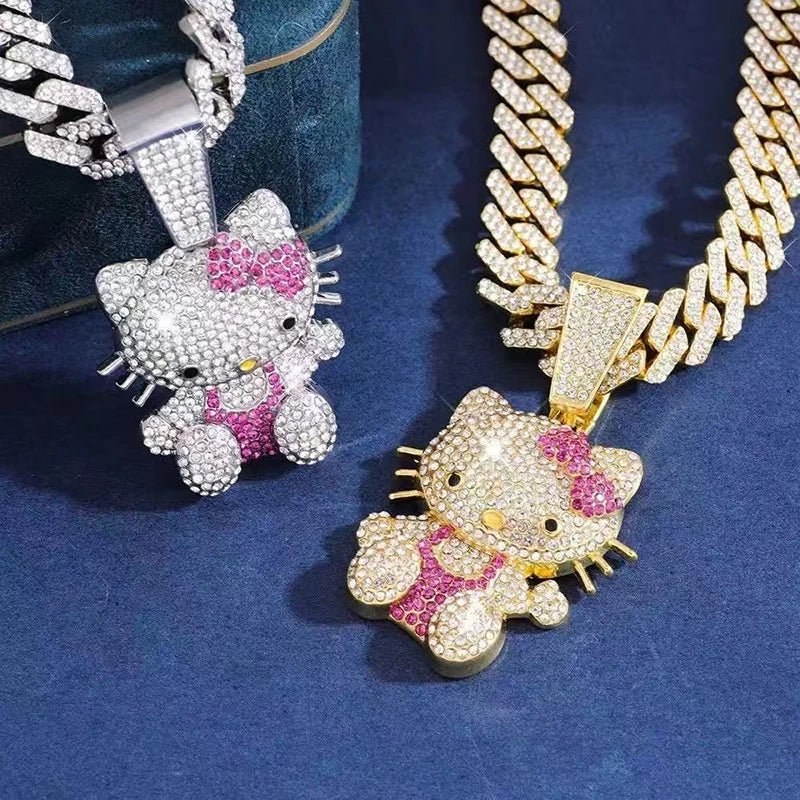 Hello Kitty Bling Choker Full Diamond Trendy Rap Style Present - Cake Pops Parties