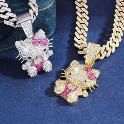 Hello Kitty Bling Choker Full Diamond Trendy Rap Style Present - Cake Pops Parties