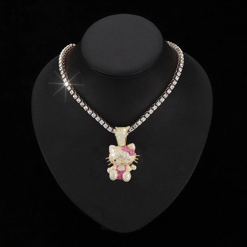 Hello Kitty Bling Choker Full Diamond Trendy Rap Style Present - Cake Pops Parties