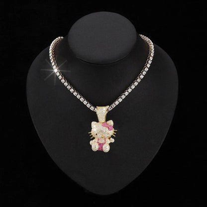 Hello Kitty Bling Choker Full Diamond Trendy Rap Style Present - Cake Pops Parties