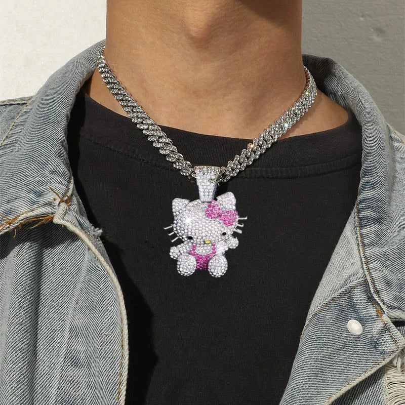 Hello Kitty Bling Choker Full Diamond Trendy Rap Style Present - Cake Pops Parties