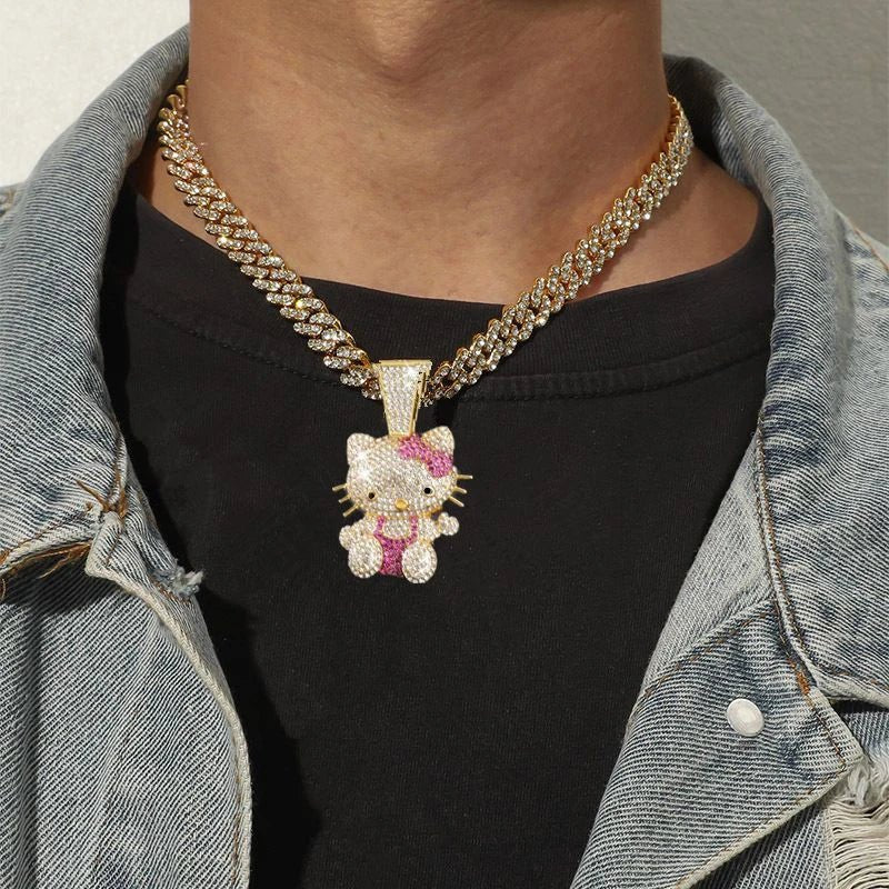 Hello Kitty Bling Choker Full Diamond Trendy Rap Style Present - Cake Pops Parties