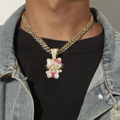 Hello Kitty Bling Choker Full Diamond Trendy Rap Style Present - Cake Pops Parties