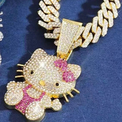 Hello Kitty Bling Choker Full Diamond Trendy Rap Style Present - Cake Pops Parties