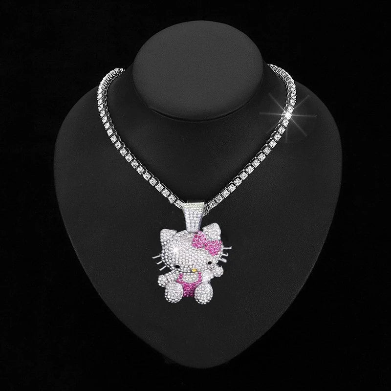 Hello Kitty Bling Choker Full Diamond Trendy Rap Style Present - Cake Pops Parties