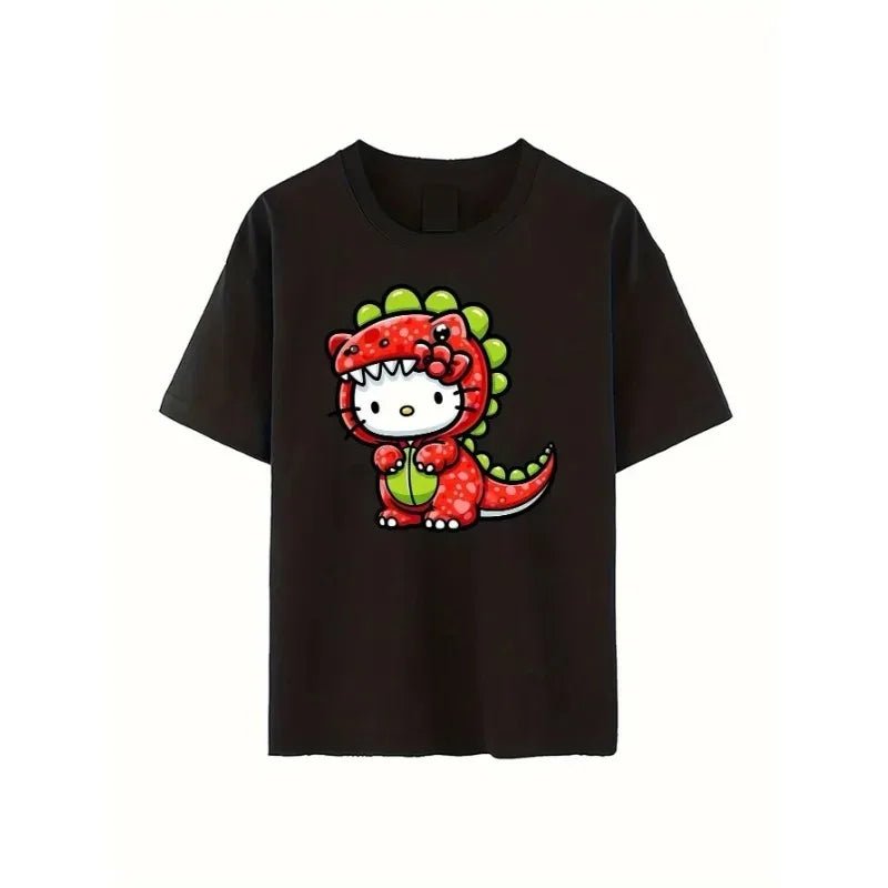 Hello Kitty Bow Car Star Print Unisex Soft Cotton Black Tee - Cake Pops Parties