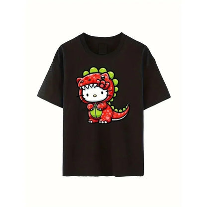 Hello Kitty Bow Car Star Print Unisex Soft Cotton Black Tee - Cake Pops Parties