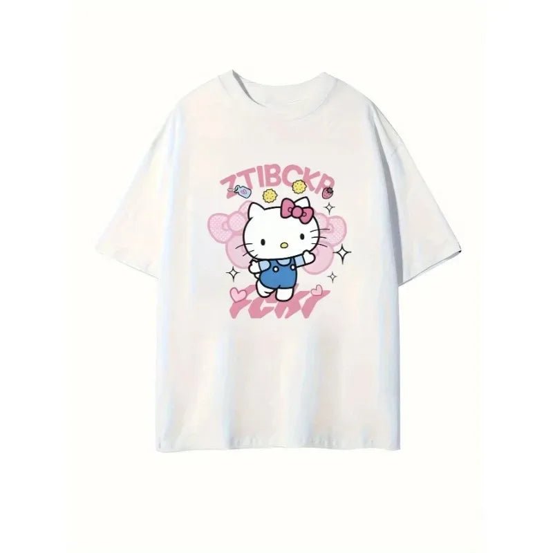 Hello Kitty Bow Car Star Print Unisex Soft Cotton Black Tee - Cake Pops Parties