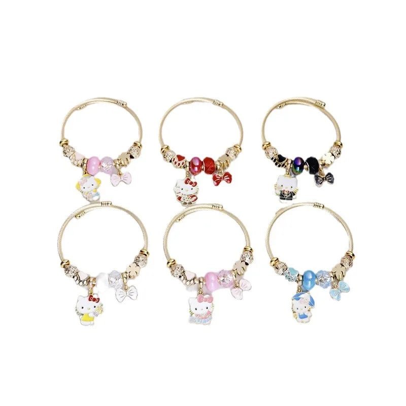Hello Kitty Bowknot Crystal Stainless Steel Adjustable Bracelet - Cake Pops Parties