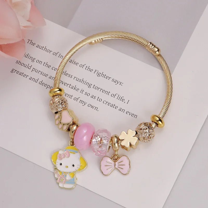 Hello Kitty Bowknot Crystal Stainless Steel Adjustable Bracelet - Cake Pops Parties