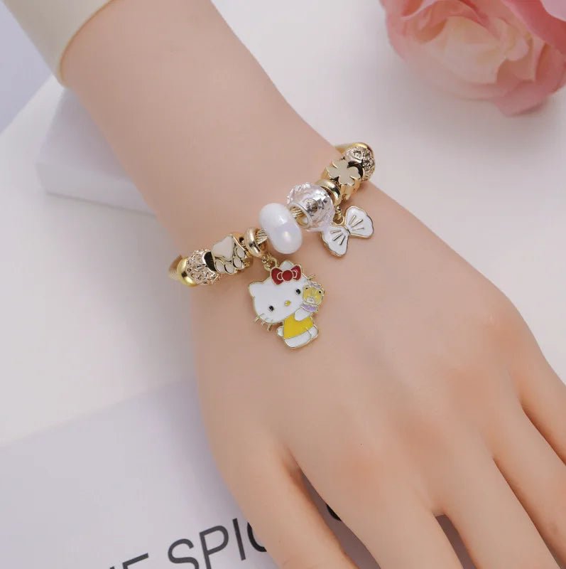 Hello Kitty Bowknot Crystal Stainless Steel Adjustable Bracelet - Cake Pops Parties