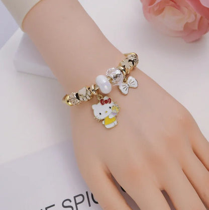 Hello Kitty Bowknot Crystal Stainless Steel Adjustable Bracelet - Cake Pops Parties