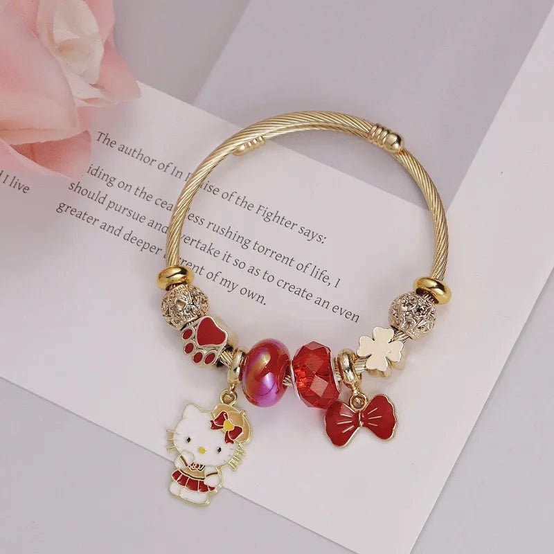 Hello Kitty Bowknot Crystal Stainless Steel Adjustable Bracelet - Cake Pops Parties