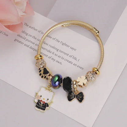 Hello Kitty Bowknot Crystal Stainless Steel Adjustable Bracelet - Cake Pops Parties
