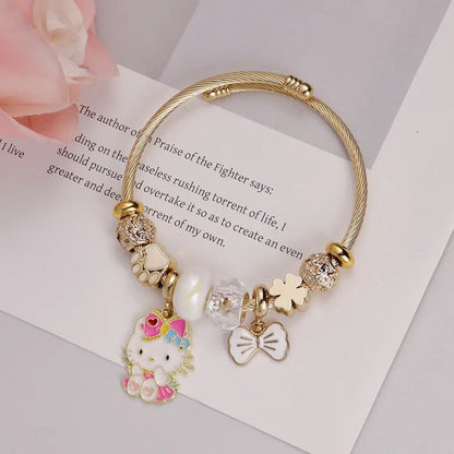 Hello Kitty Bowknot Crystal Stainless Steel Bracelet - Cake Pops Parties