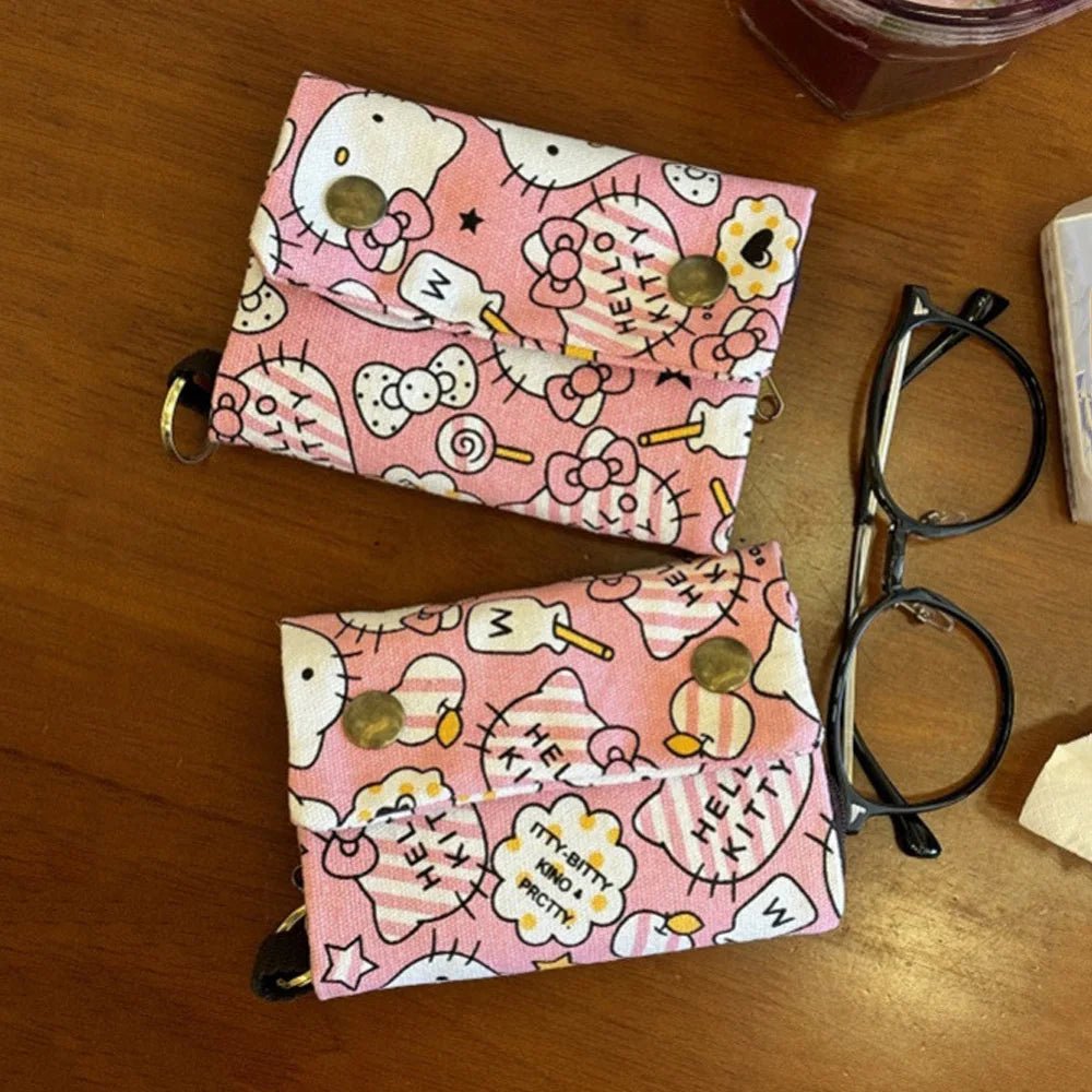 Hello Kitty Canvas Wallet Card Holder Kawaii Anime Gift Purse - Cake Pops Parties