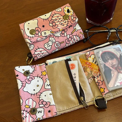 Hello Kitty Canvas Wallet Card Holder Kawaii Anime Gift Purse - Cake Pops Parties