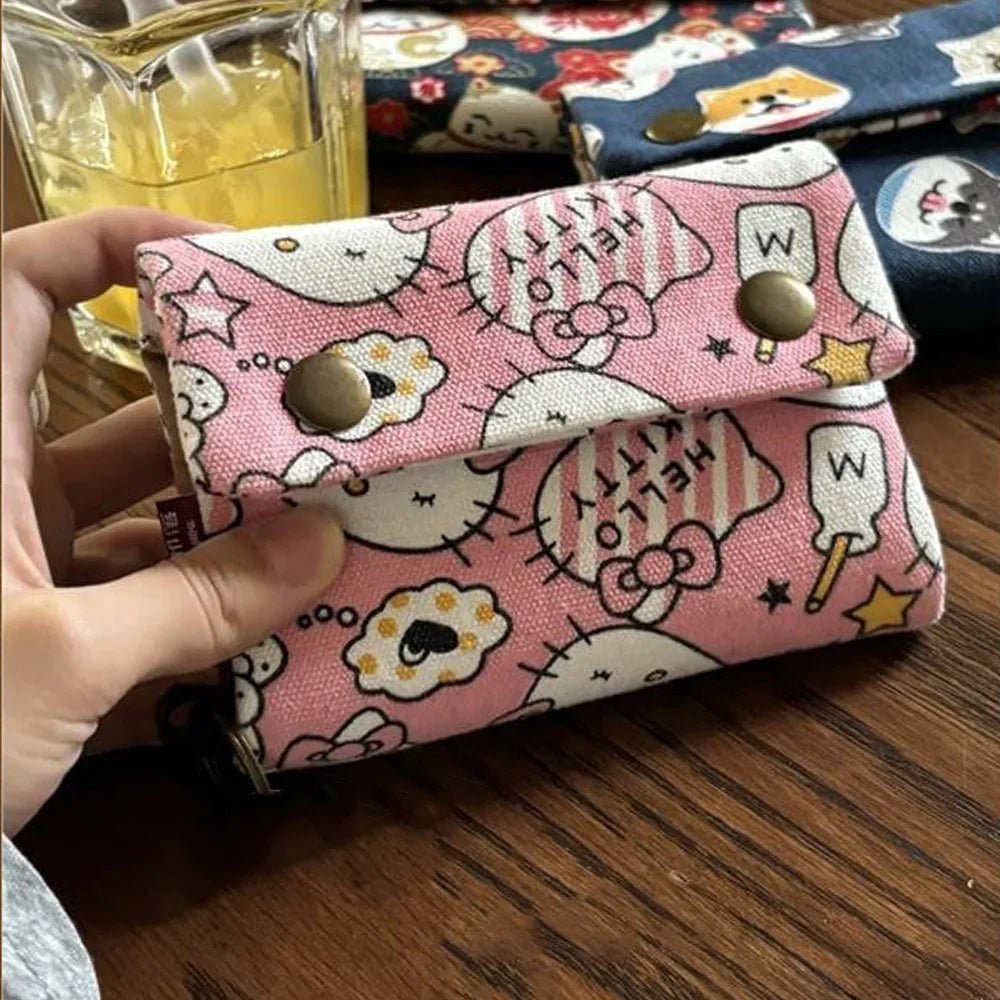 Hello Kitty Canvas Wallet Card Holder Kawaii Anime Gift Purse - Cake Pops Parties