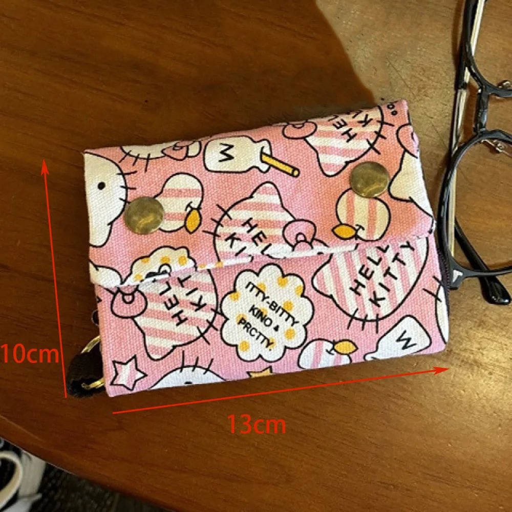 Hello Kitty Canvas Wallet Card Holder Kawaii Anime Gift Purse - Cake Pops Parties