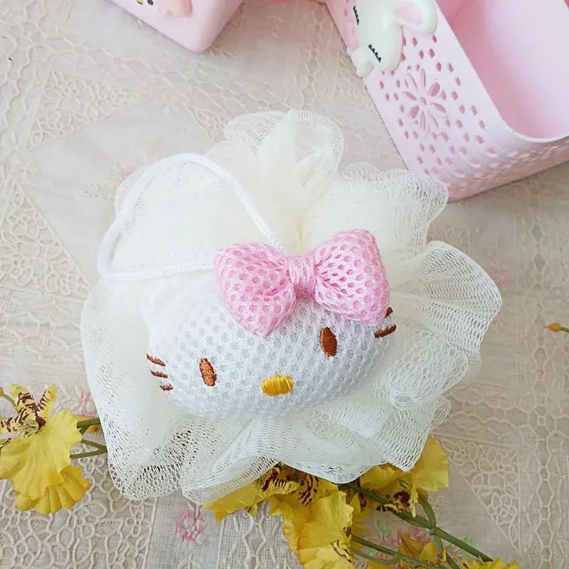 Hello Kitty Cartoon Bath Sponge Balls Exfoliating Gift Set - Cake Pops Parties