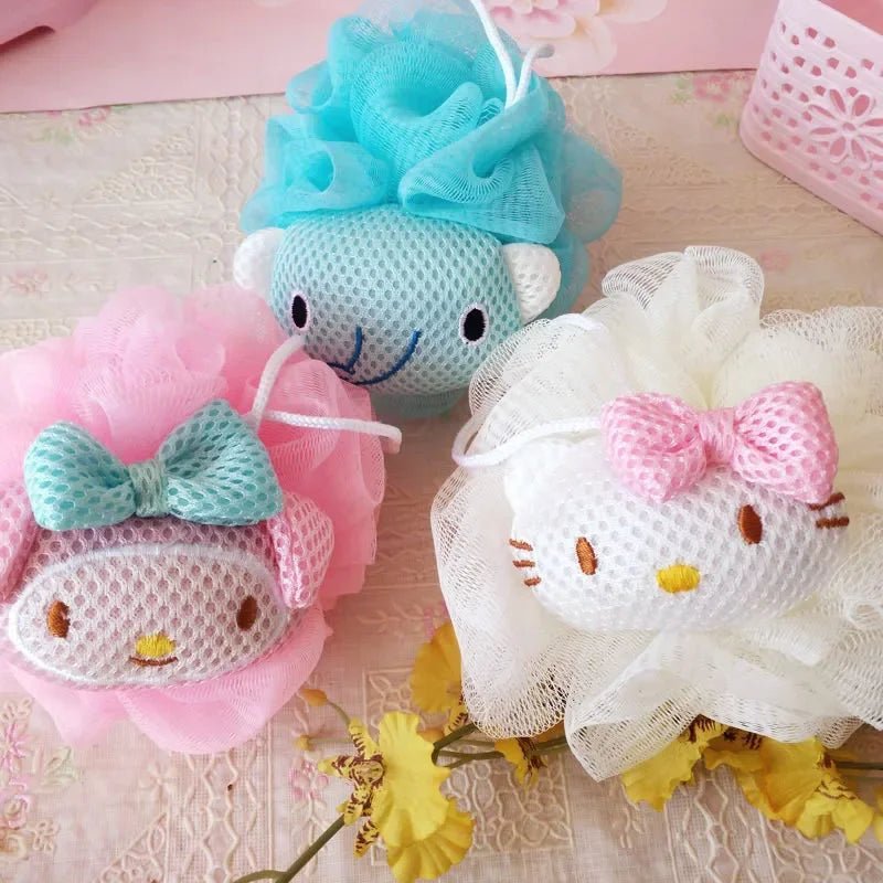 Hello Kitty Cartoon Bath Sponge Balls Exfoliating Gift Set - Cake Pops Parties