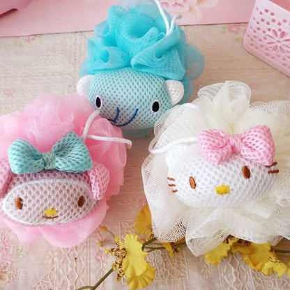 Hello Kitty Cartoon Bath Sponge Balls Exfoliating Gift Set - Cake Pops Parties