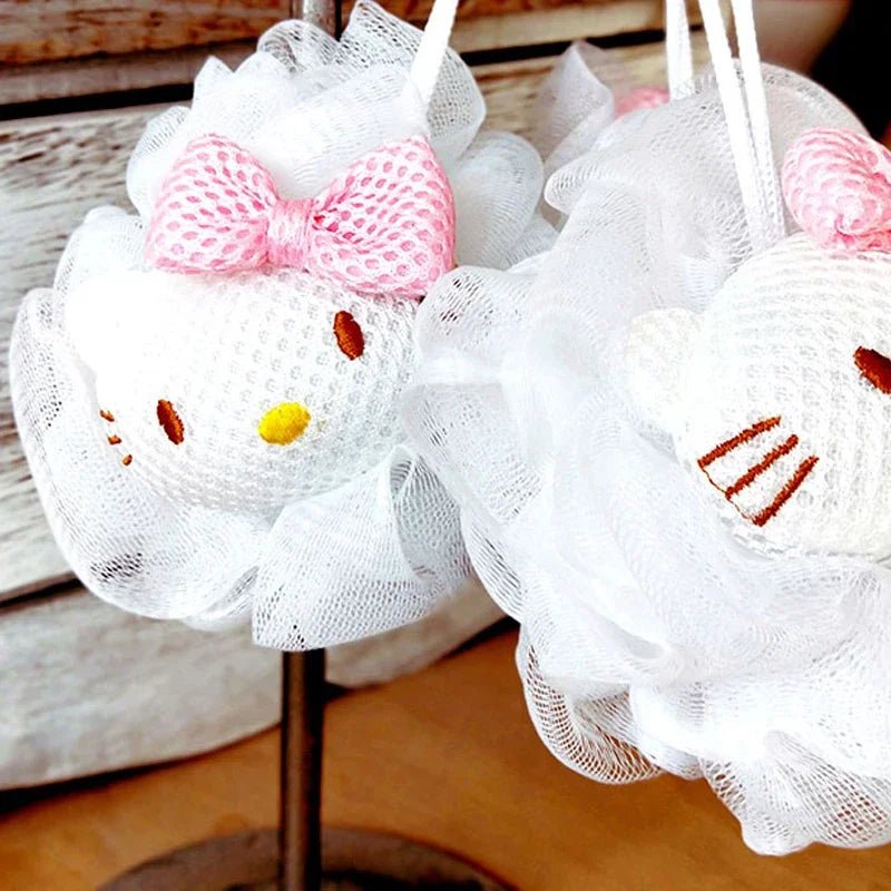Hello Kitty Cartoon Bath Sponge Balls Exfoliating Gift Set - Cake Pops Parties