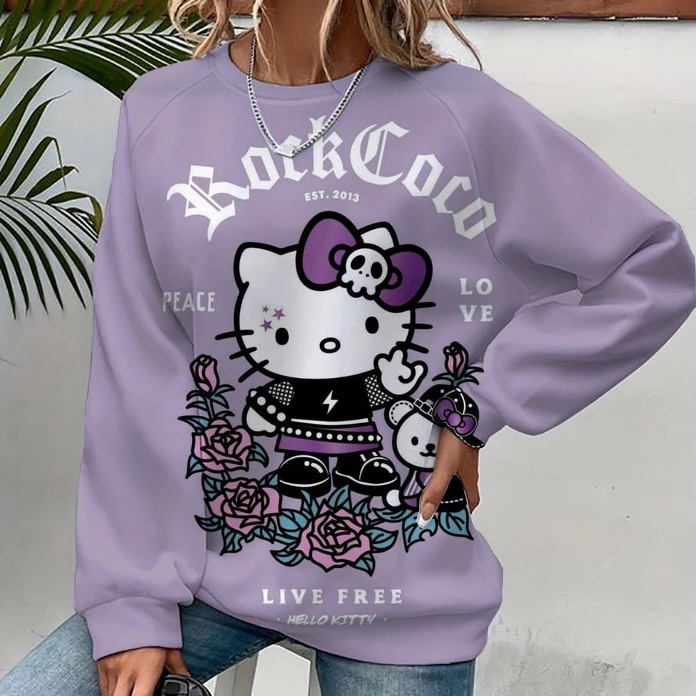 Hello Kitty Cartoon Pullover | Unisex Spring Autumn Fashion Hoodie - Cake Pops Parties