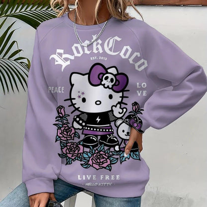 Hello Kitty Cartoon Pullover | Unisex Spring Autumn Fashion Hoodie - Cake Pops Parties