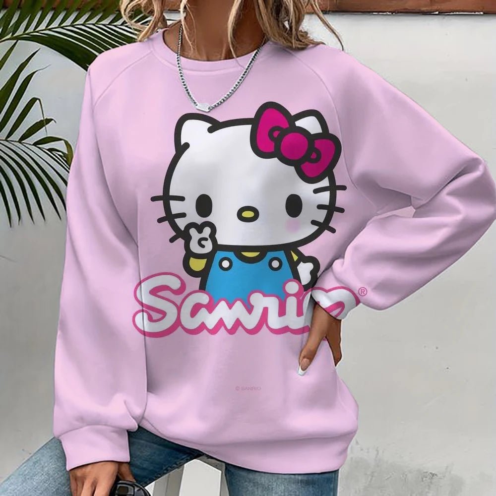 Hello Kitty Cartoon Pullover | Unisex Spring Autumn Fashion Hoodie - Cake Pops Parties