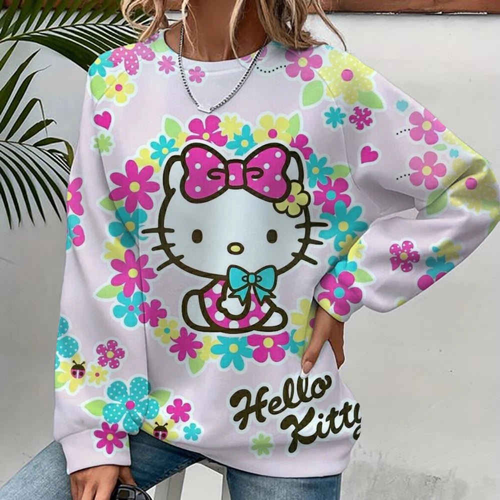 Hello Kitty Cartoon Pullover | Unisex Spring Autumn Fashion Hoodie - Cake Pops Parties