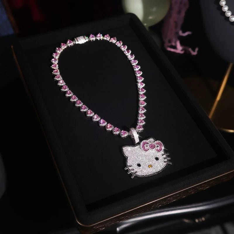 Hello Kitty Clavicle Necklace Kawaii Sanrio Couple Pendant Chain - Cake Pops Parties