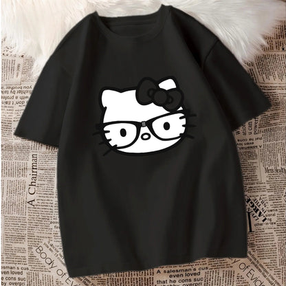 Hello Kitty Cotton Top | Cute Cartoon Loose Casual T-Shirt - Cake Pops Parties