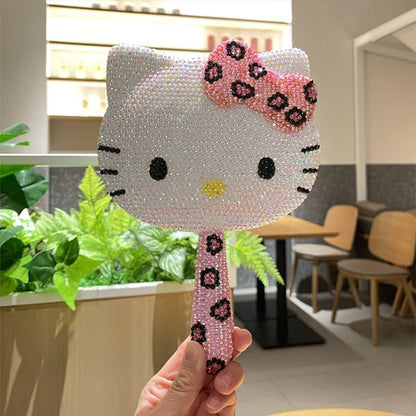 Hello Kitty Crystal Vanity Mirror Kawaii Rhinestone Handheld Pink - Cake Pops Parties