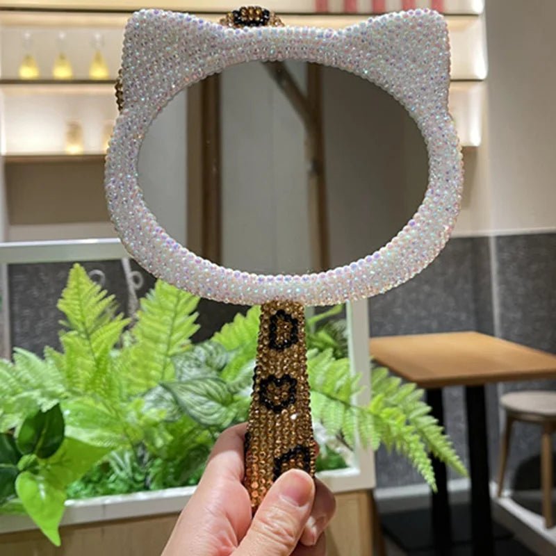 Hello Kitty Crystal Vanity Mirror Kawaii Rhinestone Handheld Pink - Cake Pops Parties