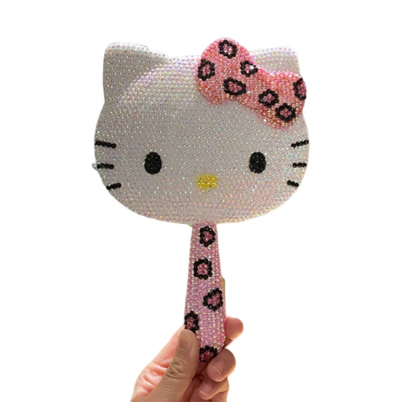 Hello Kitty Crystal Vanity Mirror Kawaii Rhinestone Handheld Pink - Cake Pops Parties