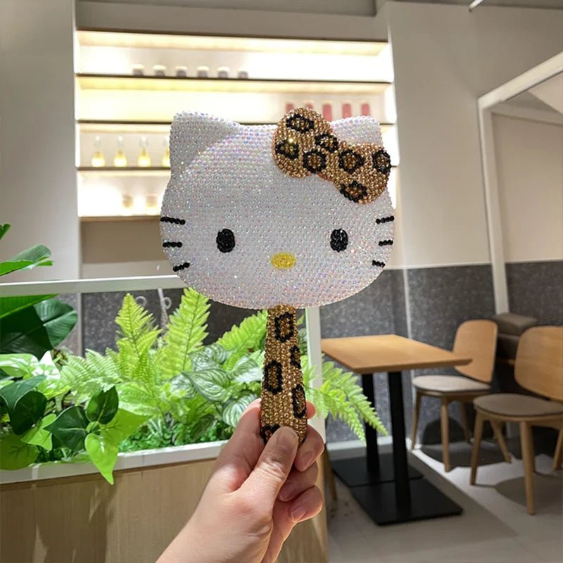 Hello Kitty Crystal Vanity Mirror Kawaii Rhinestone Handheld Pink - Cake Pops Parties