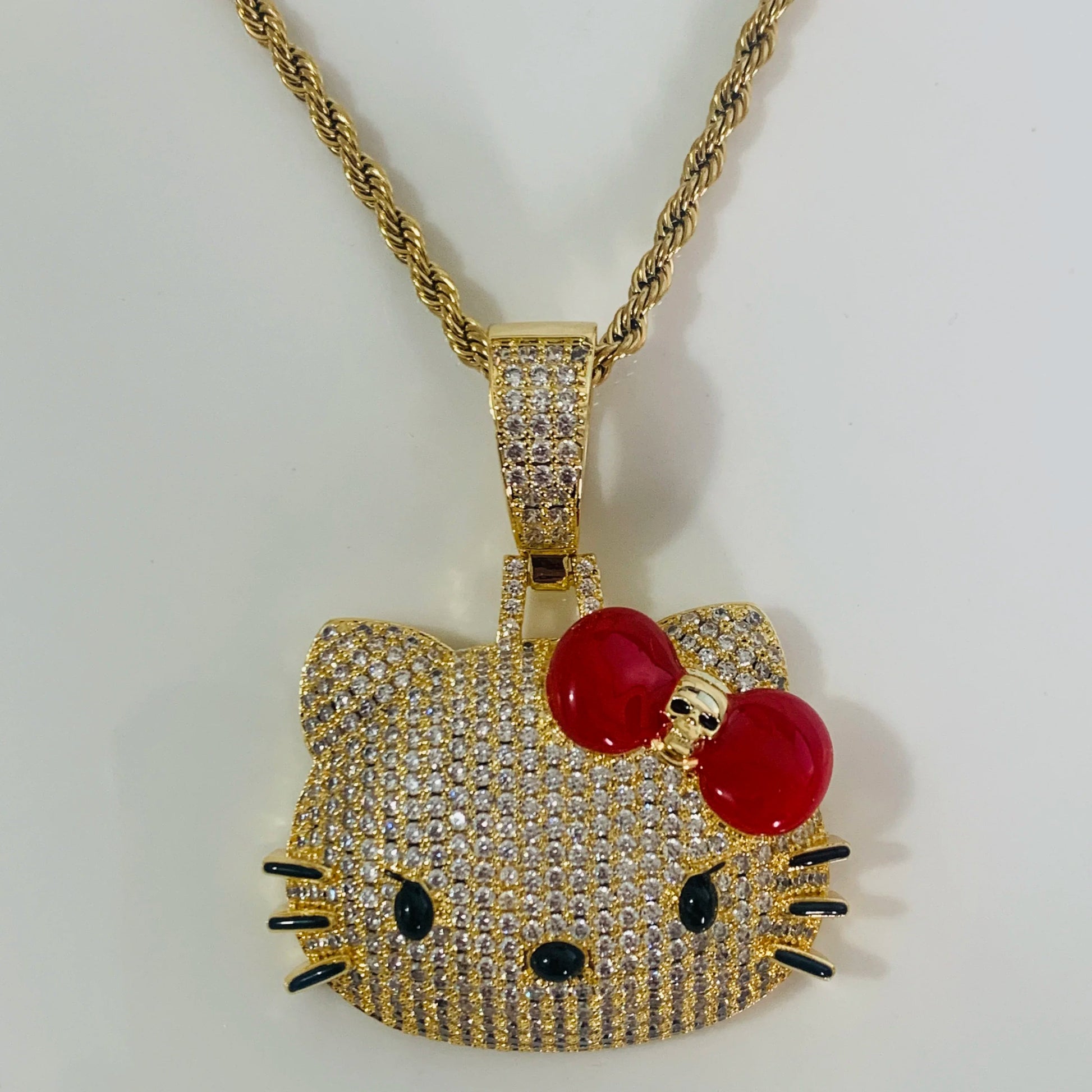 Hello Kitty Diamond Necklace Cuban Chain Sanrio Jewelry - Cake Pops Parties