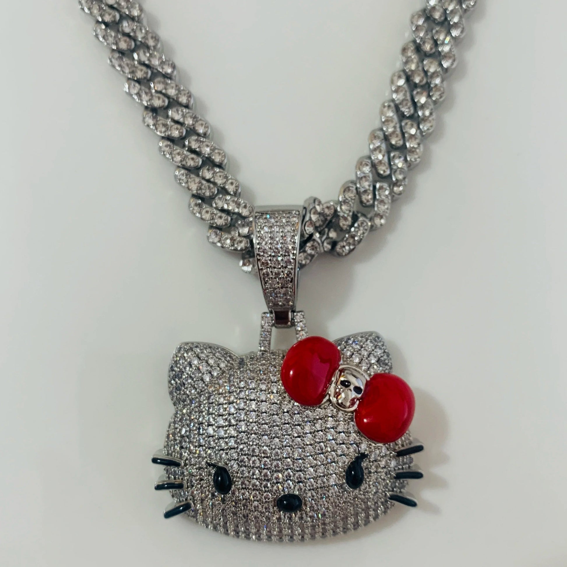Hello Kitty Diamond Necklace Cuban Chain Sanrio Jewelry - Cake Pops Parties