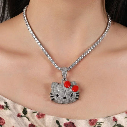 Hello Kitty Diamond Necklace Cuban Chain Sanrio Jewelry - Cake Pops Parties