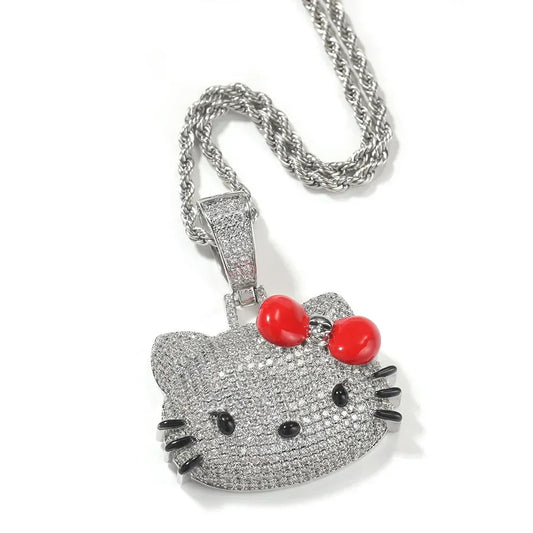 Hello Kitty Diamond Necklace Cuban Chain Sanrio Jewelry - Cake Pops Parties