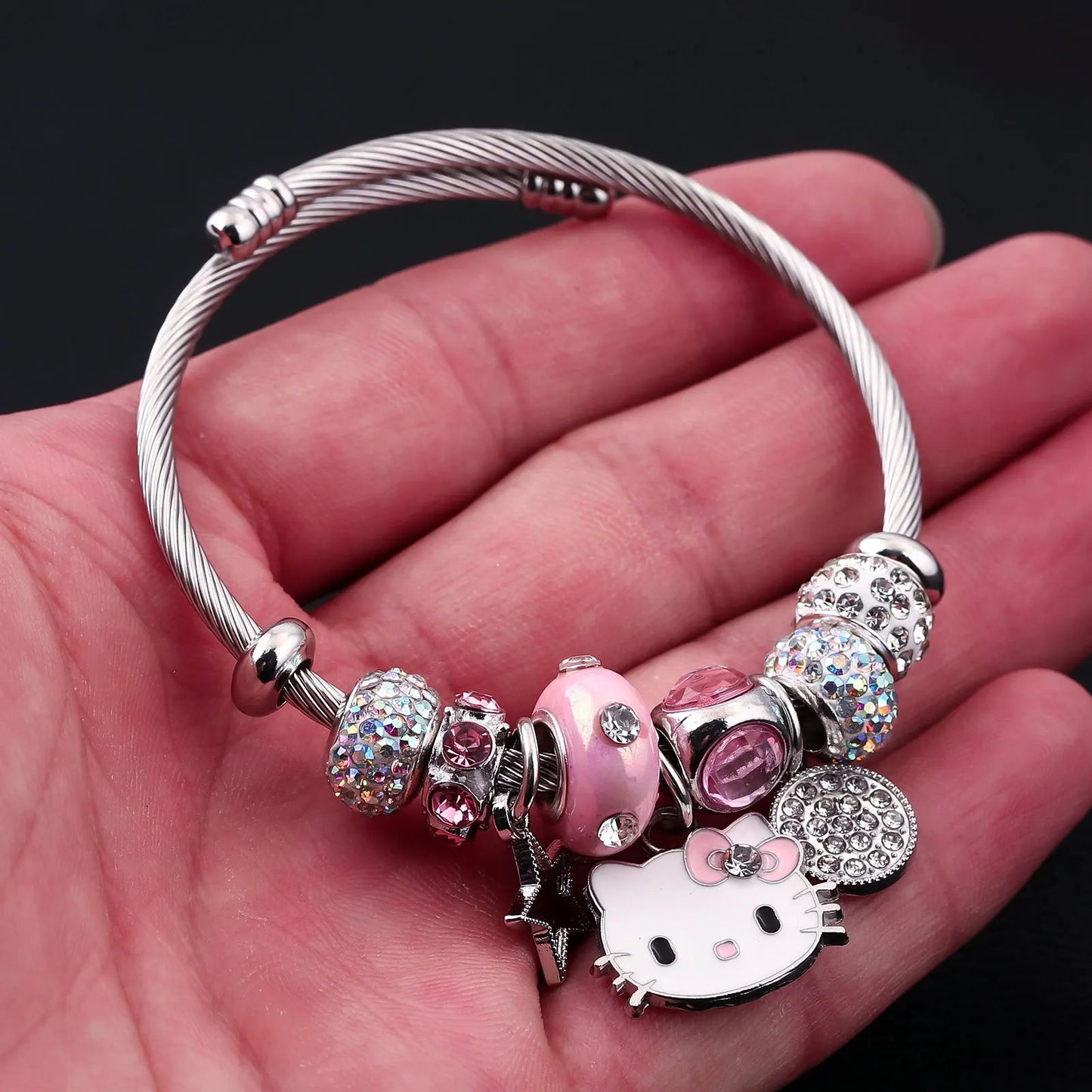 Hello Kitty DIY Pink Bow Bracelet Cosplay Sanrio Cute Gift - Cake Pops Parties
